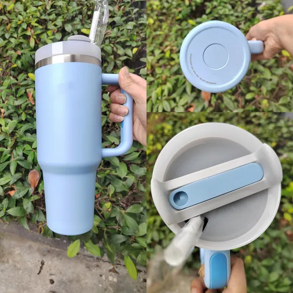 New Neon White Pink Yellow Green With 1:1 QUENCHERH2.0 40oz Stainless Steel Tumblers Cups with Silicone handle Lid And Straw Travel Car mugs Water Bottles 0408