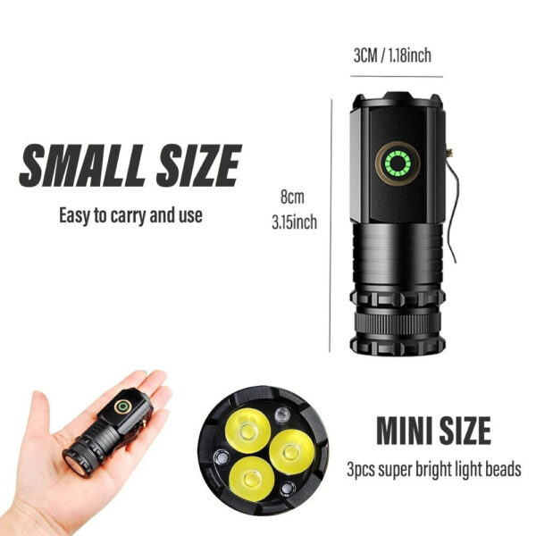 05c13c0cb393e96a High Power Led Flashlights MINI Torch With 3 LED and Powerful Magnet Self-defense Lamp 5 Lighting Modes Bright Outdoor Lights