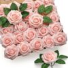 Mocoosy 50Pcs Artificial Rose Flowers, Burnt Orange Fake Roses for Decorations, Real Touch Terracotta Foam Rose Bulk with Stems Rust Floral Arrangements Wedding Valentine's Day Party Home Table Decor