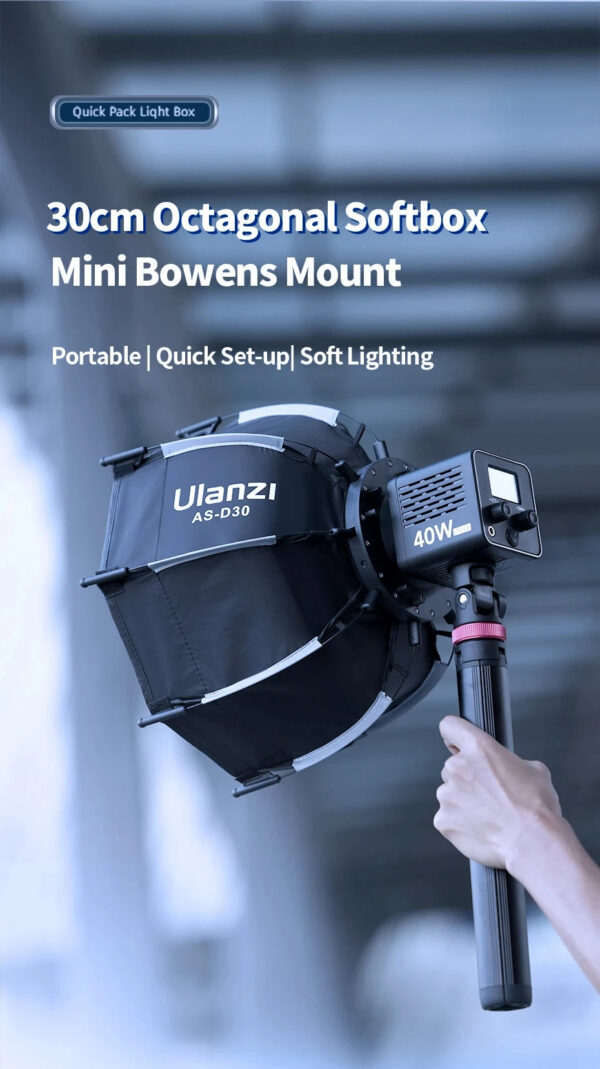 05c43a6caf3fd696 Ulanzi AS-D30 30cm Octagonal Softbox Mini Bowens Mount Quick Release Honeycomb Grid Softbox for Ulanzi LT028 COB Light Studio