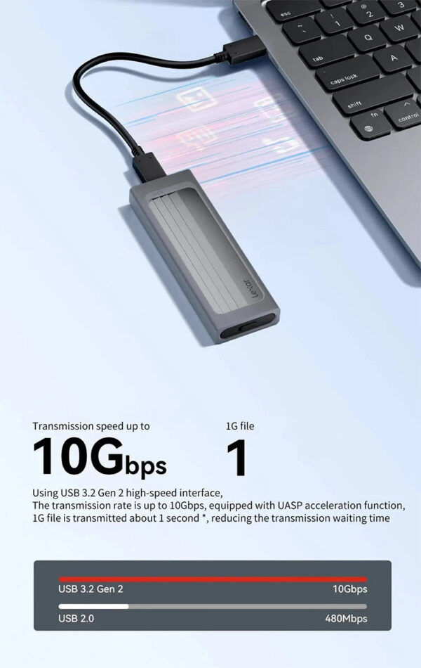 Original Lexar E300 M.2 SSD Enclosure USB 3.2 Gen 2 Type C 10Gbps Mobile Hard Disk Case For NVMe M.2 SSD M Key/B+M Key