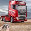HUINA 1/18 19CH RC Truck 1501 770S Scania Alloy Tractor 2.4G Remote Control Engineering Trailer Truck with Light and Sound Toys