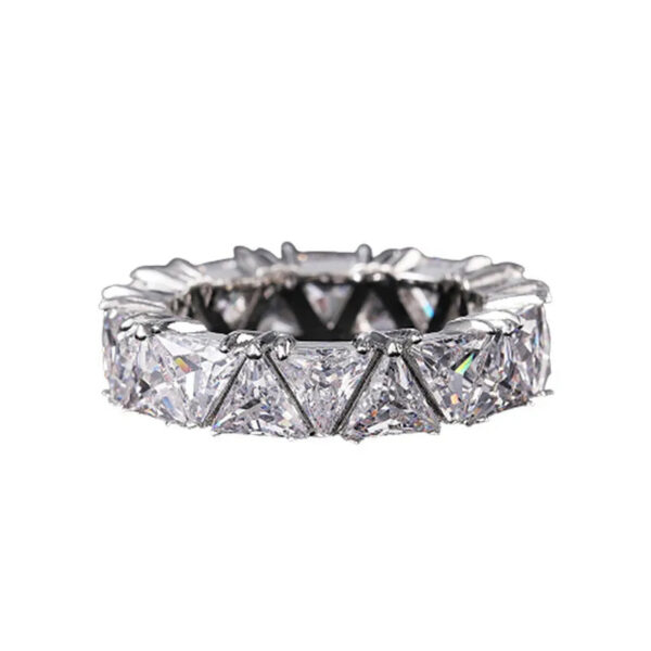 Eternity Triangle Ring Sterling Sier Engagement Wedding Band Rings for Women Bridal Diamond Promise Party Jewelry Gift