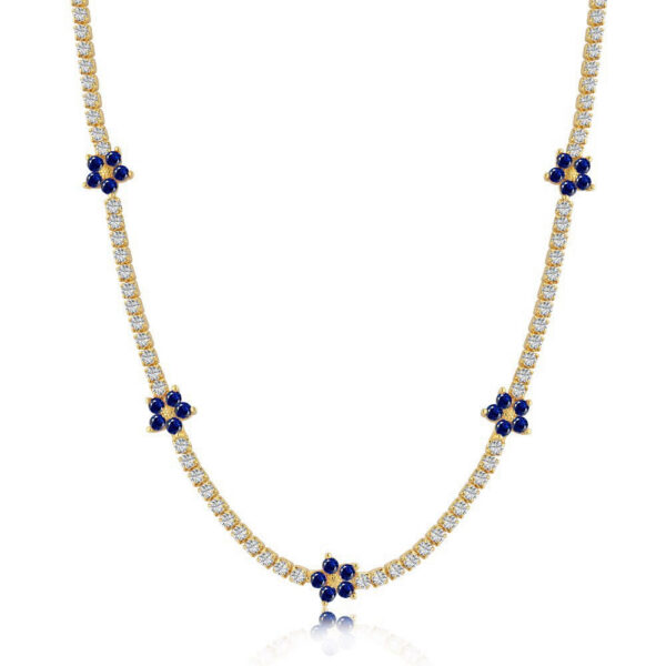 05fbfbeff1a97757 Wong Rain 100% Sterling Sier Flower Lab Sapphire Emerald High Carbon Diamonds Gemstone Tennis Chain Necklace Fine Jewelry