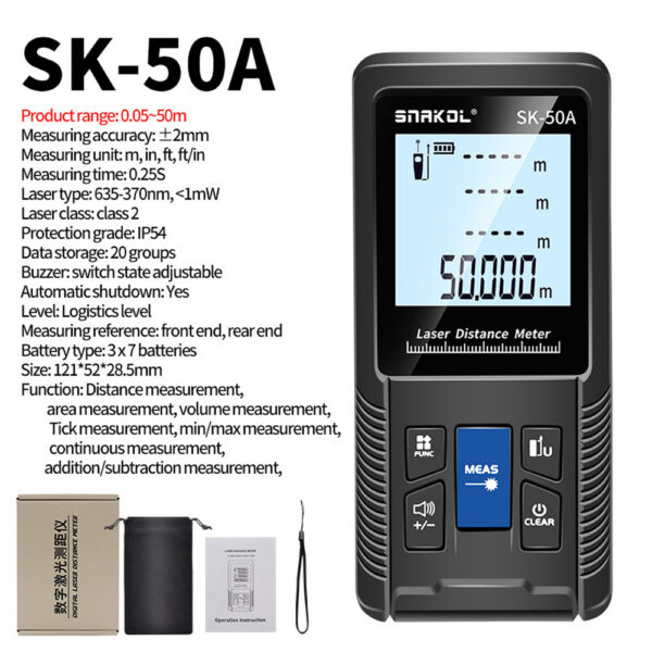 060b86eb93bcf1dd Intelligent Rangefinder Digital Laser Distance Meter with Single Continuous Volumes Area Pythagoras Measurement 70M-120M