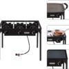 Bonnlo 3 Burner Outdoor Portable Propane Stove Gas Cooker, Heavy Duty Iron Cast Patio Burner with Detachable Stand Legs for Camp Cooking (3-Burner 225,000-BTU)