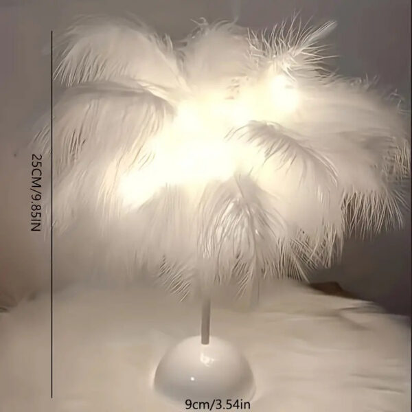 1PC Feather Design LED Table Lamp Kids - Battery-Powered, Portable & Ideal Bedroom Decor for All Ocns