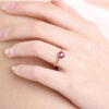 065d80b01eaef062 Sterling Sier Rose gold Single diamond inlaid round candy light six-claw elegant pomegranate ruby women's ring