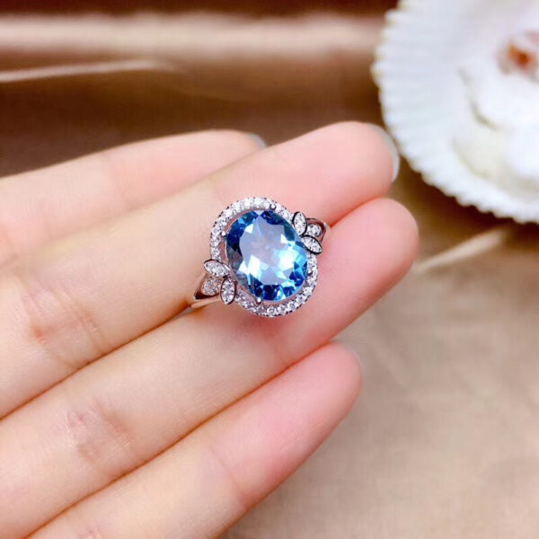 06798b7a1defd564 Real 14K White Gold Sapphire Ring for Women De Bizuteria Anillos Mujer Gemstone Natural Blue Topaz Wedding Rings