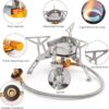 067a04bcf859fb0d Colmthys Camping Gas Stove, Portable Windproof Backpacking Burner Cooking Stoves 3500W for BBQ Outdoor Cooking Hiking Fishing Picnic with Piezo Ignition Adapters Converter
