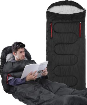 067c783ab0da82bb Sleeping Bag for Adults 220×85cm, 3-4 Season Warm & Cool Weather Sleeping Bag with Zippered Holes for Adults & Kids Camping,Traveling, Music Festival and Outdoors,1.9KG