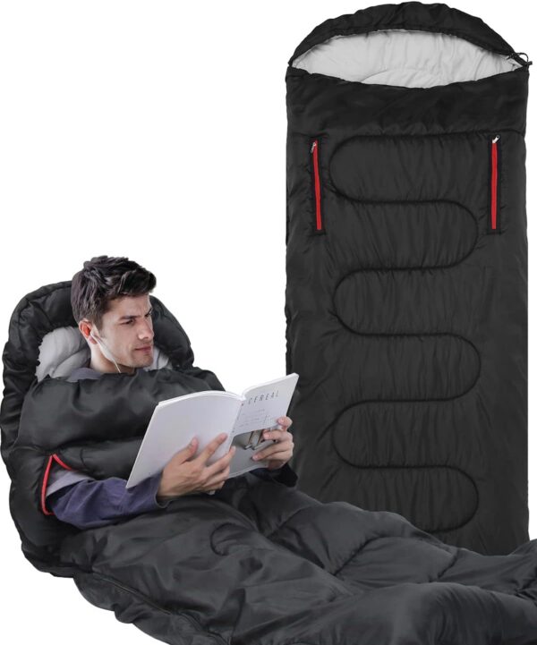 067c783ab0da82bb Sleeping Bag for Adults 220×85cm, 3-4 Season Warm & Cool Weather Sleeping Bag with Zippered Holes for Adults & Kids Camping,Traveling, Music Festival and Outdoors,1.9KG