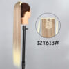 067f91cb643efff5 34inches Synthetic Ponytail Hair Extension Clip in Fake Wig Hairpiece Blonde Wrap Around Pigtail Long Smooth Overhead Pony Tail