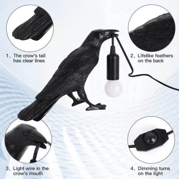 0681c074fbe02c7b OVANUS Crow - Raven Lamp Adjustable Brighess with Bulb,Bird lamp,Crow Light for Bedside Bedroom Living Room Decor