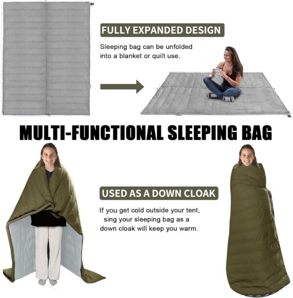 069aac944175c714 QEZER Down Sleeping Bag,Lightweight Rectangular Sleeping Bag for Adults,Kids,Boys,Girls 3 Seasons Backpacking, Hiking and Camping Outdoor,can be used as the Blanket