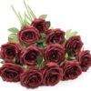 Artificial Rose Flower Dusty Rose Flower Silk Flowers 12 pcs with Long Stem Silk Roses Bouquet for Wedding Bridal Shower Party Home Decoration