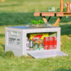 Camping storage trunk organizer, picnic camping box, car folding outdoor bench and chopping board