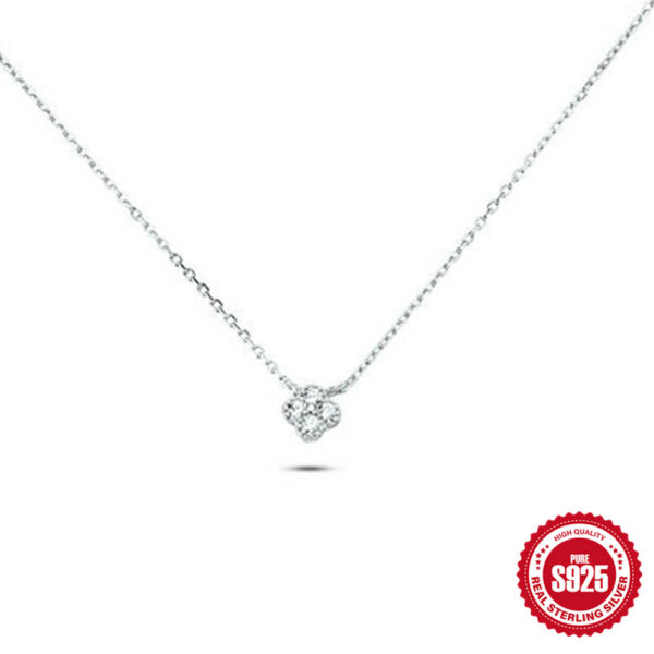 CANNER Real Sterling Sier Diamond Turquoise Flower Pendant Necklaces Chain for Women Wedding Jewelry Gifts Collares Choker