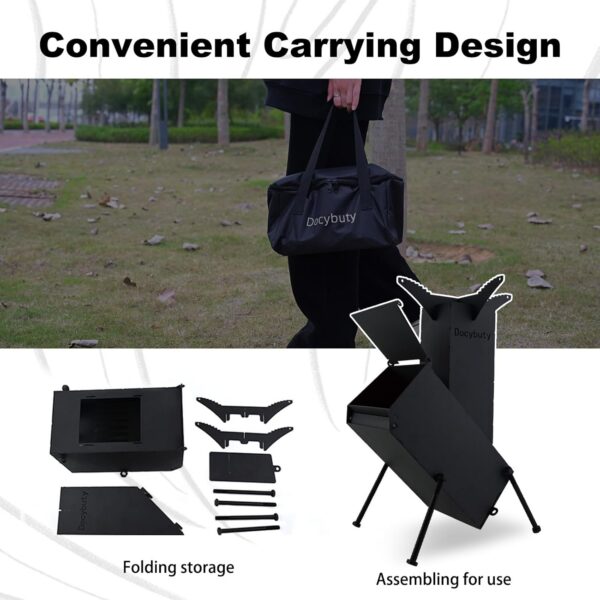 06e8adbb57d8f872 Rocket Stove Wood Burning Camp Stove Rocket Stove for Cooking Portable Wood Mini Burning Stove, Fire Camping Stove for Cooking backyard cooking Camping grill outdoor events BBQ Comes with storage bag