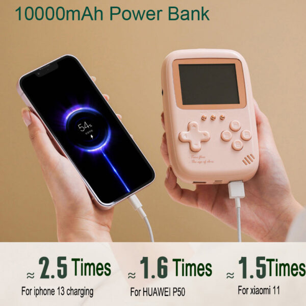 Dual USB Mini Portable Retro Handheld Game Console Power Bank 10000Mah 500 in 1