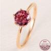 06edbf3bf1c8d672 Sterling Sier Rose gold Single diamond inlaid round candy light six-claw elegant pomegranate ruby women's ring