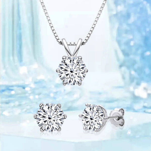 06f72da43c0a2c58 Lnngy 6.5mm 1CT Moissanite Earrings Pendant Necklace Original 925 Sterling Silver Earring For Valentine's Day Jewelry Set Gift