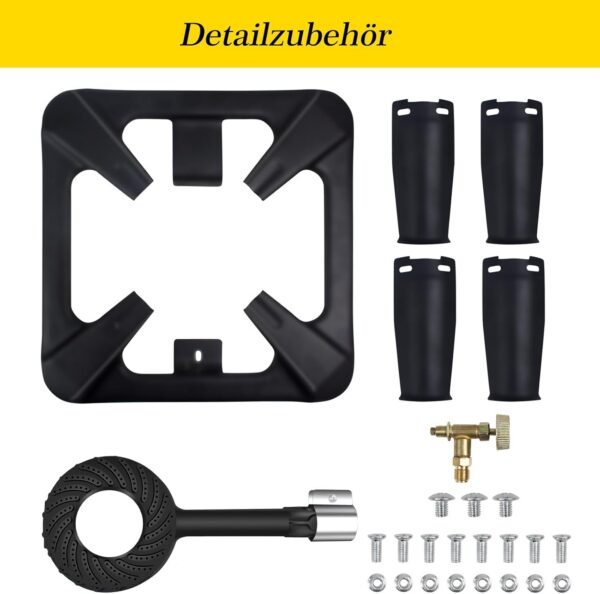 070c374ca39ad6ab BACOENG Hockerkocher Gas 10KW, 4 Fuß Wok Campingkocher Inklusive 1.5 m Schlauch und 50 mbar Druckregler, 4-beiniger Gaskocher Camping Für Camping und Outdoor