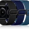 072200d1fb4511f1 DaQin 3 Pack Elastic Bands Compatible with Apple Watch Band 45mm 44mm 49mm 42mm 41mm 40mm 38mm Women Men, Soft Nylon Solo Loop Straps for Apple Watch SE iWatch Series 9/8/7/6/5/4/3/2/1/Ultra/Ultra 2