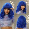 Brown Blonde Ombre Short Bob Wigs for Women Cosplay Synthetic with Bangs Dark Roots Gray Natural Hair Wig Heat Resistant