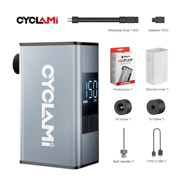 150 PSI Portable Pocket Bike Electric Air Pump MINI Fast Rechargeable Compressor Tire Inflator For Bicycle Digital Gauge Display