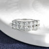 EWYA GRA Certified 1.4CT 3mm Moissanite Diamond Ring for Women S Sterling Sier Half Enternity Engagement Rings Wedding Band