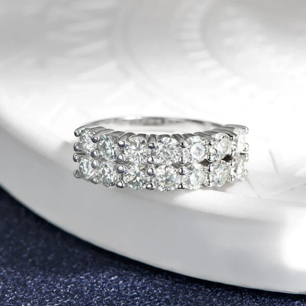 EWYA GRA Certified 1.4CT 3mm Moissanite Diamond Ring for Women S Sterling Sier Half Enternity Engagement Rings Wedding Band
