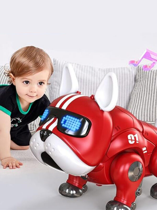 07462c346fef49fa V01Violent With Movable Head Limbs Music Robot Toy Red And Blue Children's Intelligent nical Dog Electronic Pet