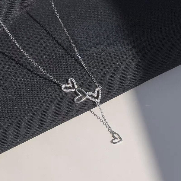 Sterling Sier Hollow Heart Necklace Sparkling Diamond Tassel Pendant Women's Clavicle Chain Wedding Jewelry Accessories