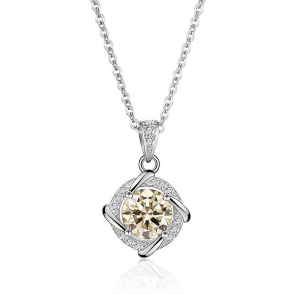 07545c5364165201 JoyceJelly 6.5mm 1ct Moissanite Necklace For Women S Sterling Sier Jewelry Lab Created Diamond Pendant Clavicle Chain Gift