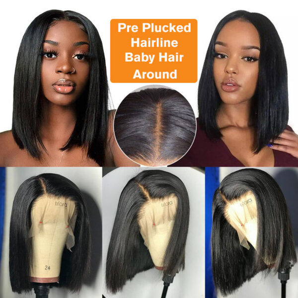 Brazilian 13*4 Front Human Remy 4*4 Short Bob Straight Wig Wigs for Women Swiss Lace QT Hair
