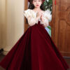 077efa59817427f9 YZYmanualroom Red High End Veet Elegant Girl First Communion Concert Wedding Party Teen Junior Bridesmaid Dress