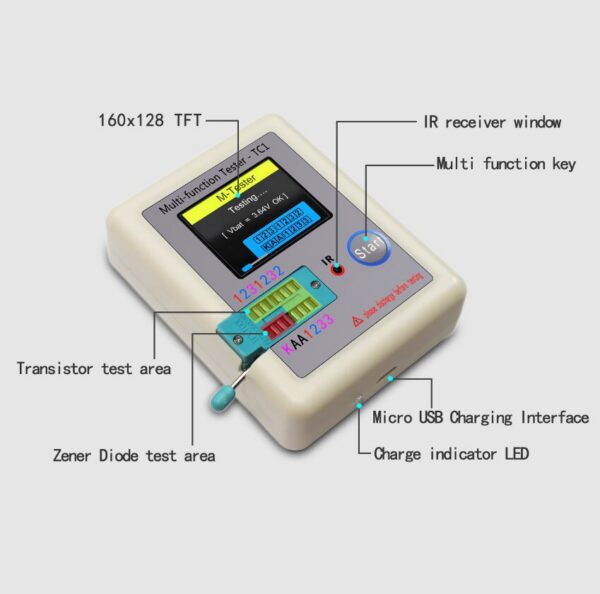 079dd451b3f67bdd LCR TC1 1.8 Inch TFT LCD Display Multimeter Transistor Tester Diode Triode Capacitor Resistor Test Meter