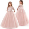 Princess Birthday Lace Kids Elegant Dresses For Girls Vintage Children Girl Party Wedding Dress 4 10 12 Years