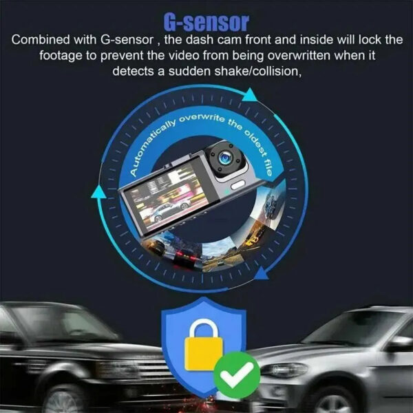 07d62e69389b92bd 3 Channel Car DVR HD 1080P 3-Lens Inside Vehicle Dash CamThree Way Camera DVRs Recorder Video Registrator Dashcam Camcorder