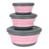 3 Pieces Silicone Folding Bowls with Lid Foldable Lunch Box Portable Salad Bowl Sets