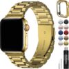 07df58a6f783ed96 Fullmosa Compatible Apple Watch Bands 41mm 40mm 38mm, Stainless Steel iWatch Band with Case for Apple Watch Ultra2/Ultra Series 9/8/7/6/5/4/3/2/1/SE/SE2, Rose Gold(Short)