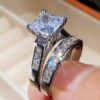 07e0f05fce2b452b Sterg Sier New Women ring Jewelry Big Square Zircon CZ Stone Engagement Wedding Ring set for women
