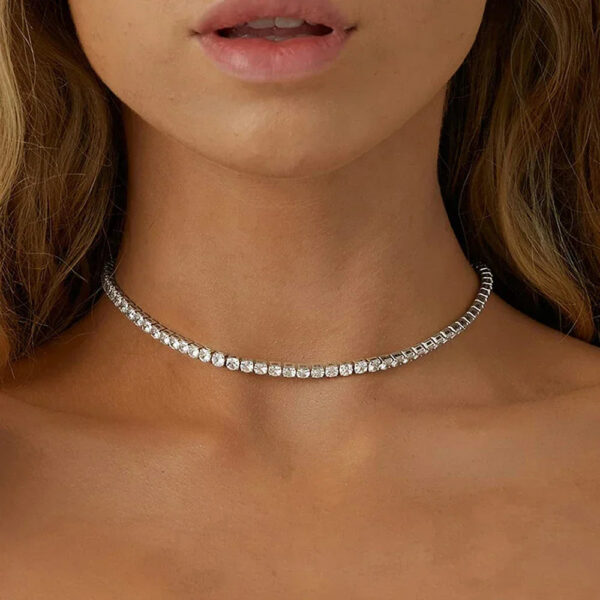 07f7d6a20e789c9e 2mm Moissanite Diamond Tennis for Women Sterling Sier Plated Gold Choker Necklace Collar Chain Adjustable