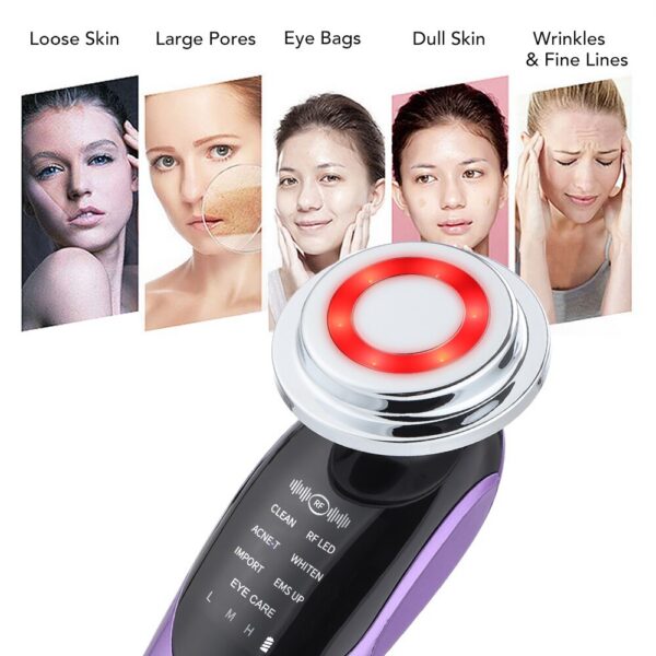 07fe12ff44693f8b 7 in 1 Face Lift Devices EMS RF Microcurrent Skin Rejuvenation Women Facial Massager Light Therapy Anti Aging Wrinkle Beauty