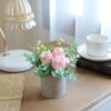 Artificial Flowers Kit with Pot, Combination of Fake Silk Orange Roses and Greenery,Small Plant Potted Decor for Offices,Bookshelf,Bedroom, Living Room,Party,Wedding Decorations…