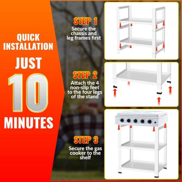 5 Burner Propane Gas Stove,400000BTU Portable Gas Stove with Support Leg Stand and Wind Blocking Cover Adapter Auto Ignition Camping Stove,propane burner for RV, Apartment, Outdoor Cooking