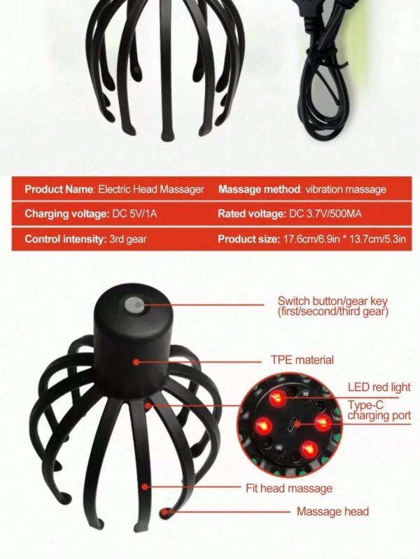 0827ca0b22dea371 Intelligent Electric Octopus Head Massager Soul Extraction, Head Scratching Meridian Dredging, Scalp Massage And Relaxation Tool
