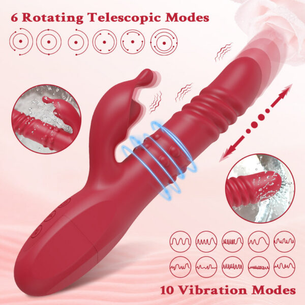 0838cff4ea170941 Rabbit Vibrator for Women Telescc Dildo Powerful G-Spot Vibrating Rotating Beaded Clit Stimulator Female Masturbator Sex Toys