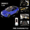 0861f741aa6f1275 1:24 Tesla Y 3 S Metal Alloy Diecast Model Sound And Light Children's Toy Collectibles Birthday Gifts